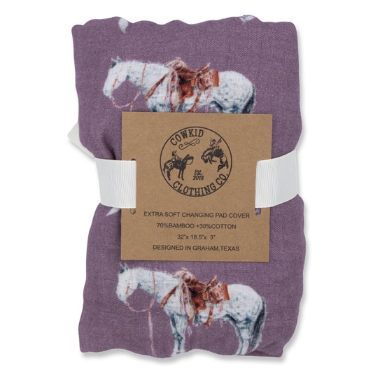 Mauve Ranch Horse Bamboo Muslin Changing Pad Cover