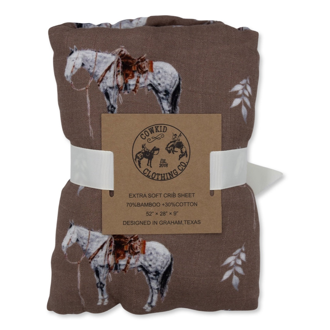 Almond Ranch Horse Bamboo Muslin Crib Sheet