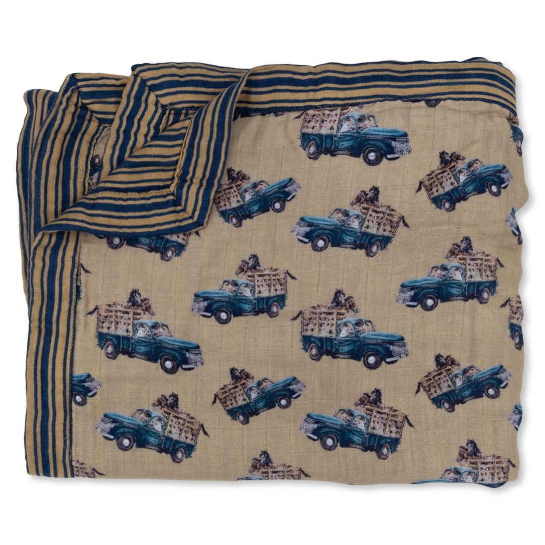Little Blue Truck Bamboo Muslin Blanket