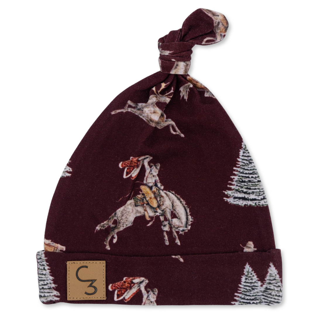 Traditional Red Cowboy Christmas Newborn Baby Hat