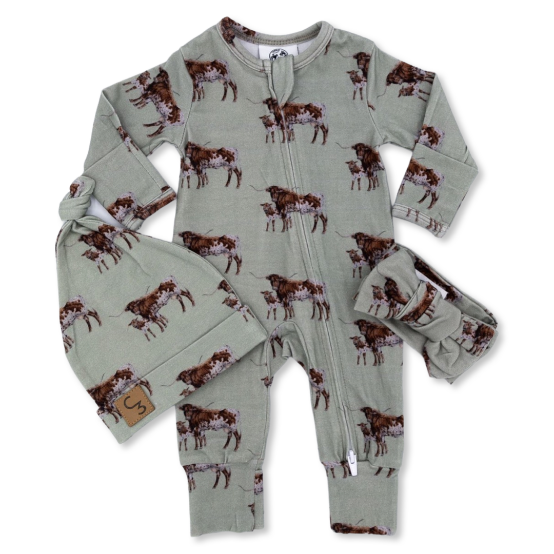 Sagebrush Longhorn Folding Feet Jammies