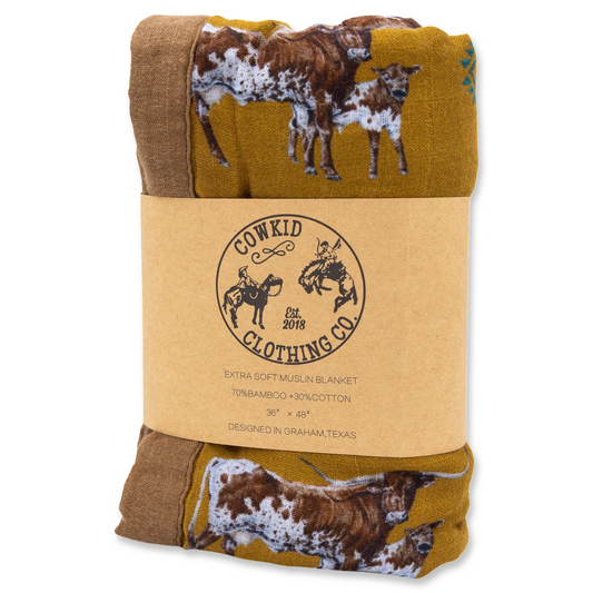 Southwest Longhorn Bamboo Muslin Blanket