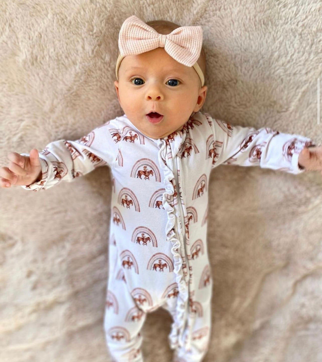 Rainbow Baby- Ruffled- Folding Feet Jammies