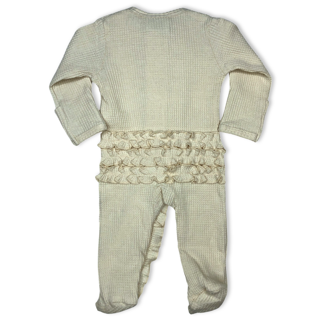 Beige -Ruffled- Waffle Footed Jammies