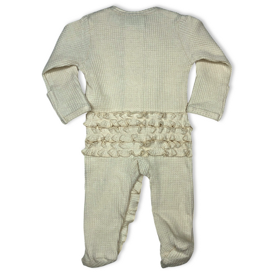 Beige -Ruffled- Waffle Footed Jammies