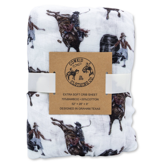 Bull Rider Bamboo Muslin Crib Sheet