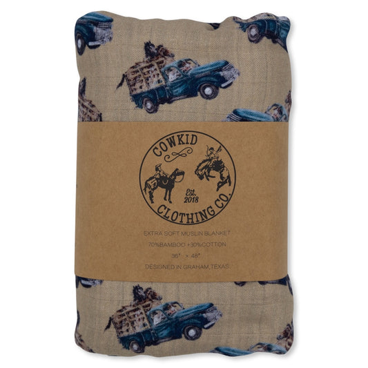 Little Blue Truck Bamboo Muslin Blanket