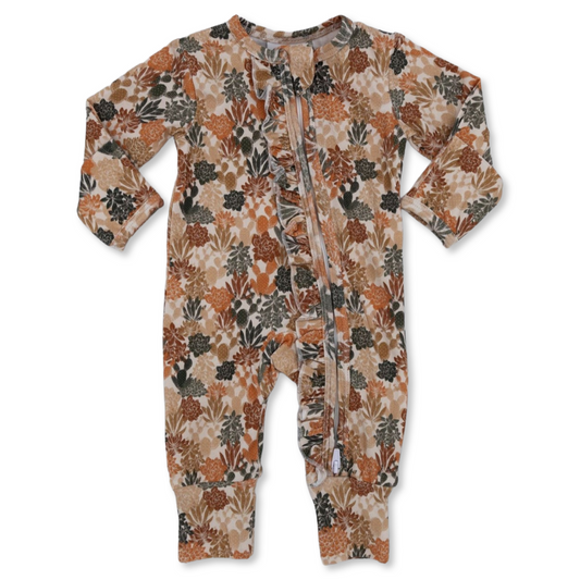 Fall Cactus-Ruffled-Folding Feet Jammies