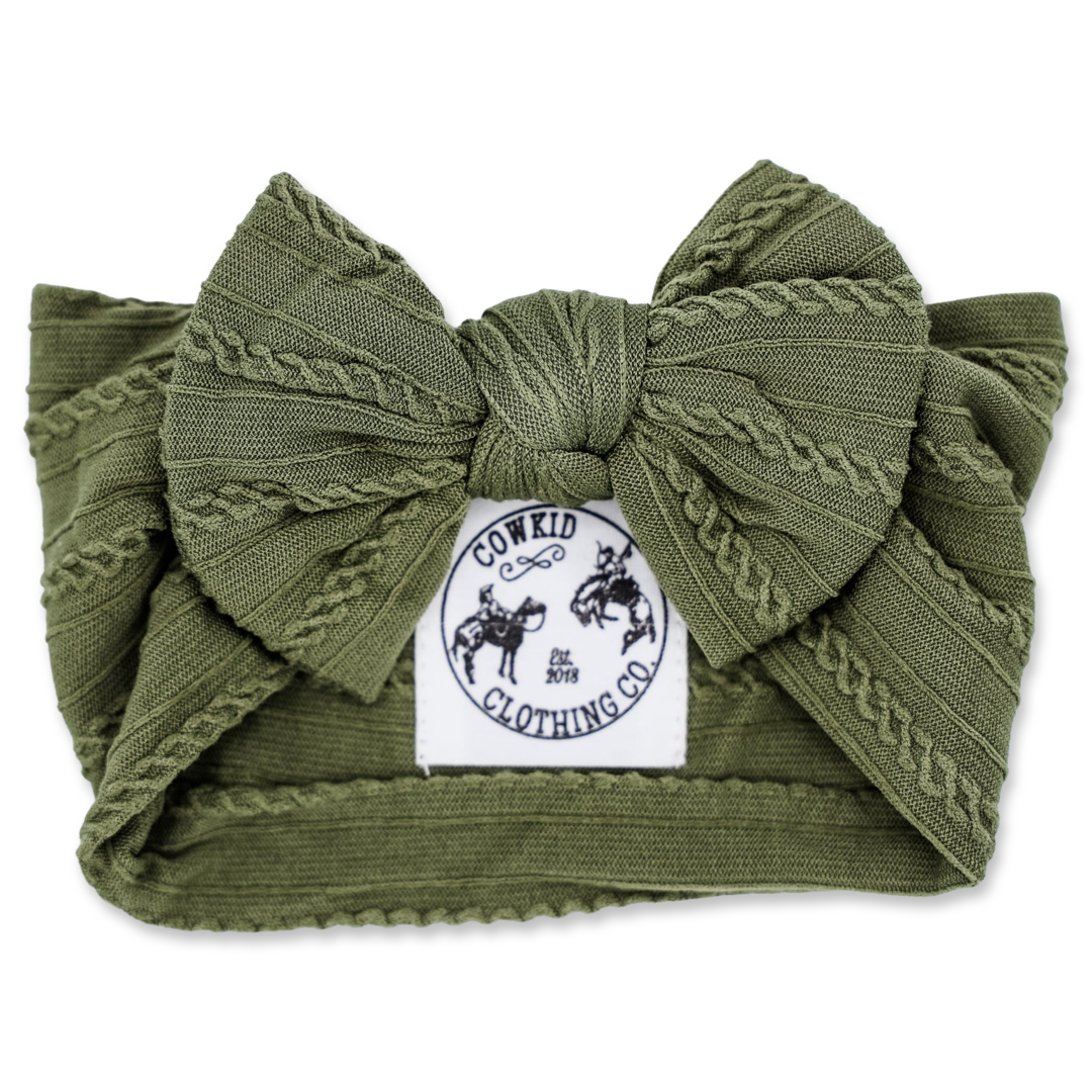 Olive Green Braided Rib Head Wrap