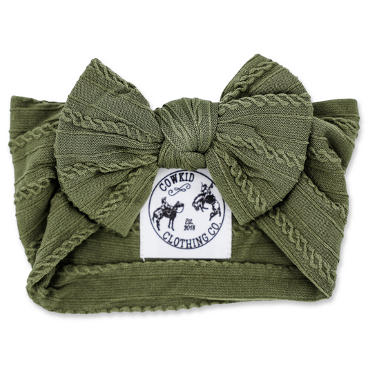 Olive Green Braided Rib Head Wrap
