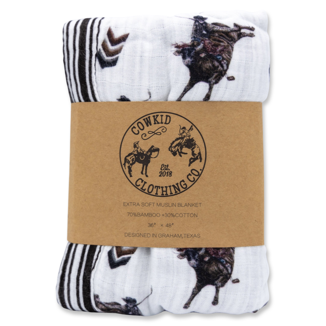 Bull Rider Bamboo Muslin Blanket – Cowkid Clothing Company