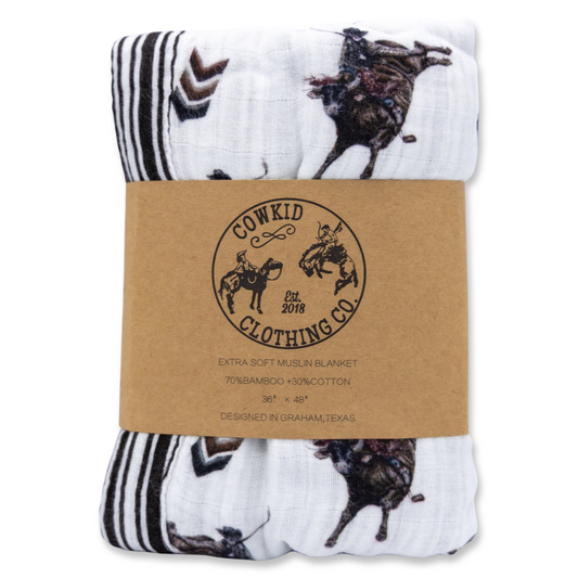 Bull Rider Bamboo Muslin Blanket