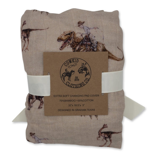 Cowboy Dino Bamboo Muslin Changing Pad Cover