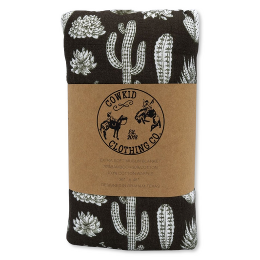 Vintage Cactus Bamboo Muslin/Waffle Blanket