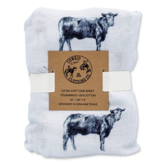 Gray Angus Bamboo Muslin Crib Sheet