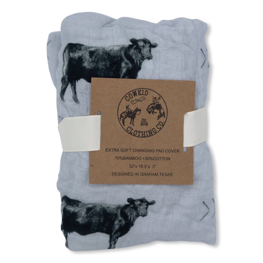 Gray Angus Bamboo Muslin Changing Pad Cover