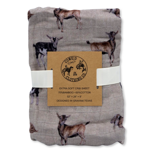 Goat Bamboo Muslin Crib Sheet