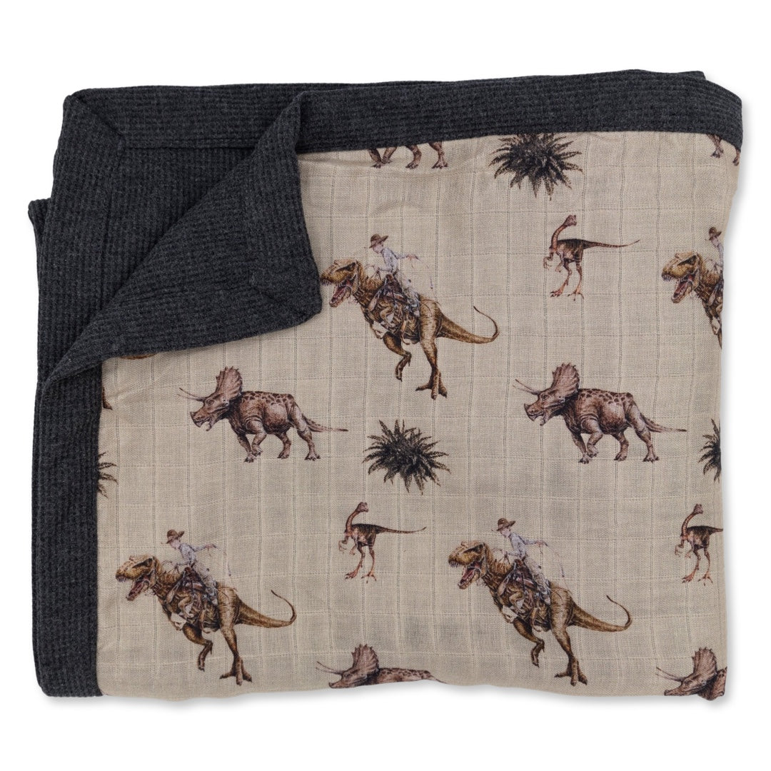 Cowboy Dino Bamboo Muslin/Waffle Blanket