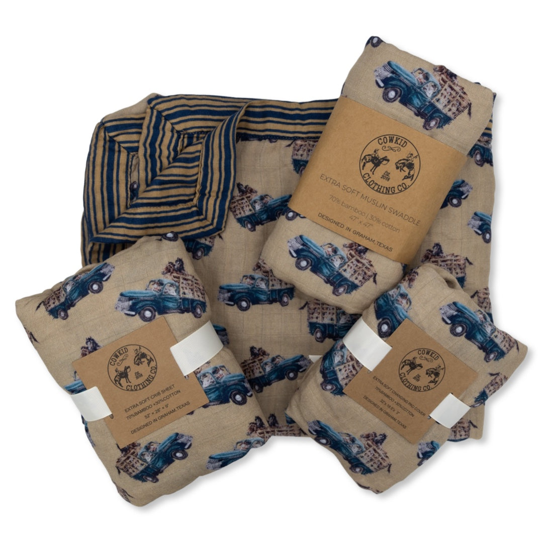 Little Blue Truck Bamboo Muslin Blanket