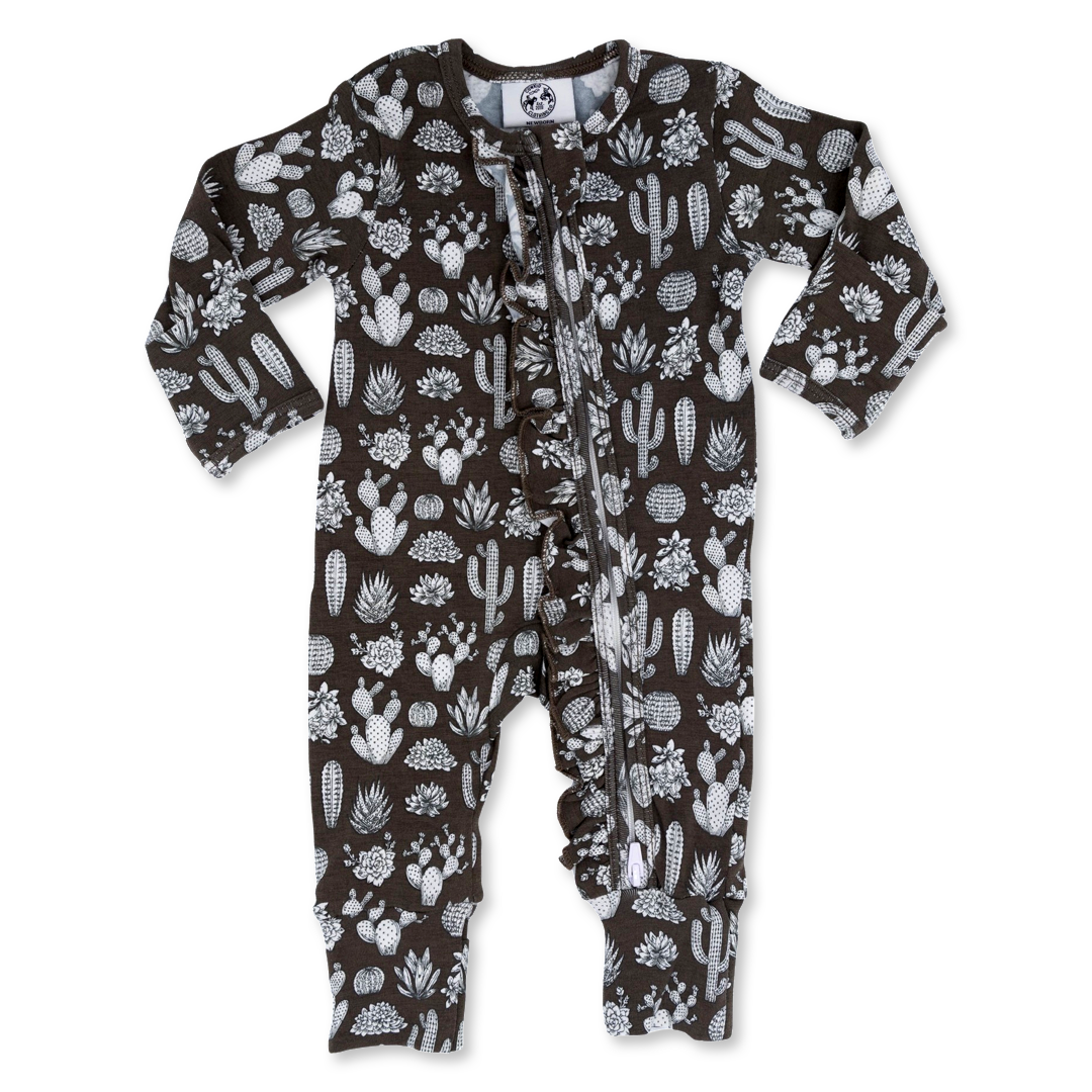 Vintage Cactus -Ruffled- Folding Feet Jammies