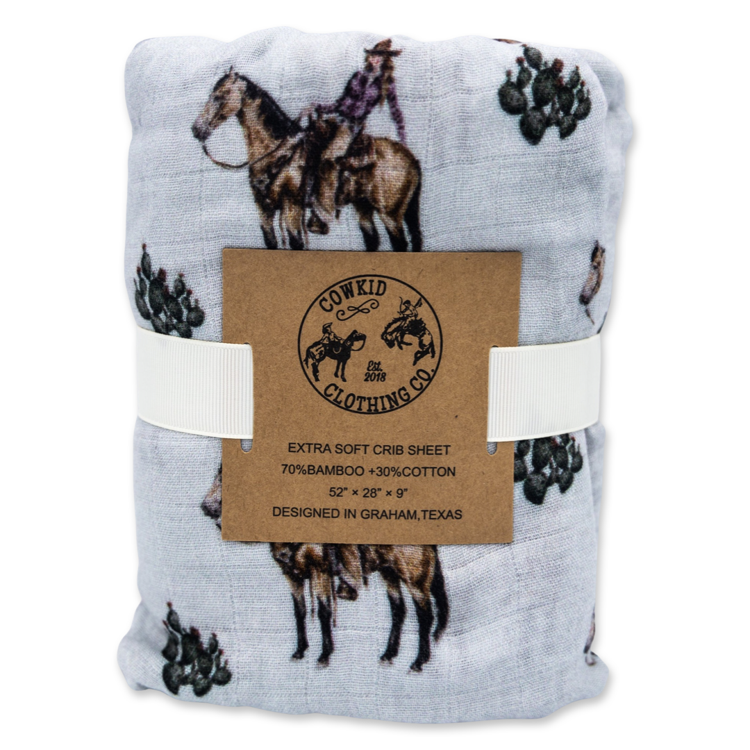 Cowgirls & Cactus Bamboo Muslin Crib Sheet
