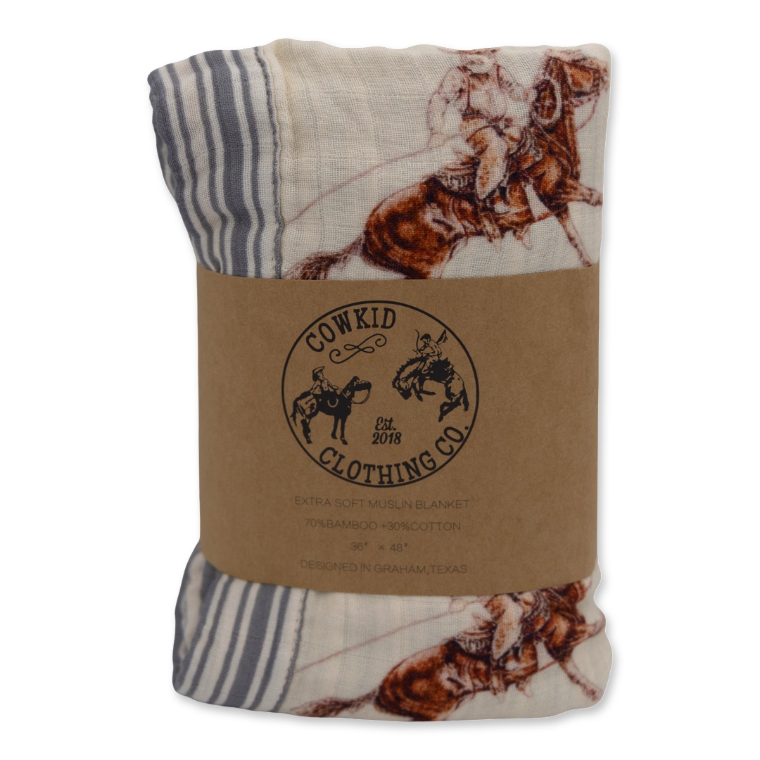 Bull Rider Bamboo Muslin Swaddle – Cowkid Clothing Company