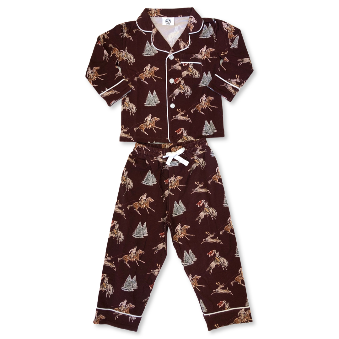 Traditional Red Cowboy Christmas Pajama Set Cowkid Clothing Company