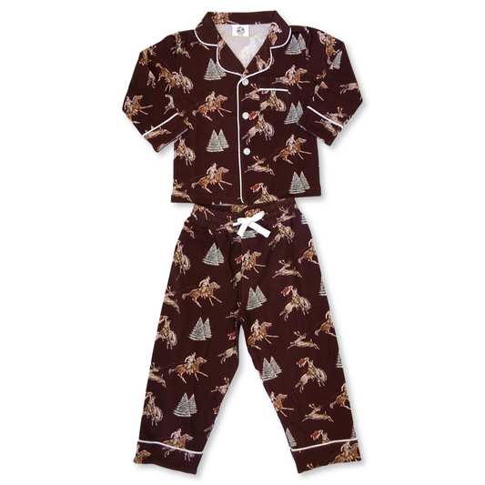 Traditional Red Cowboy Christmas Pajama Set