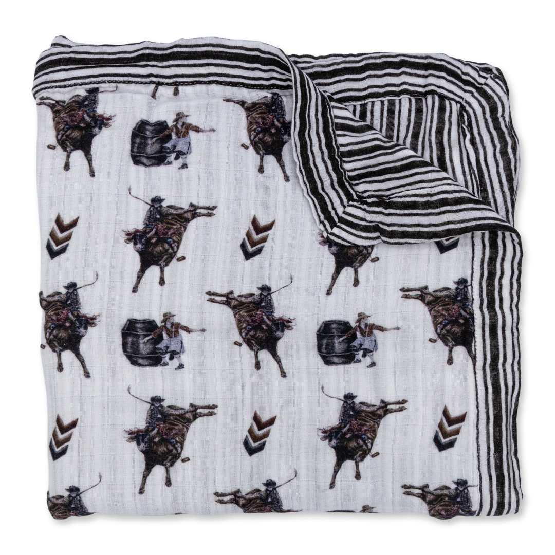 Bull Rider Bamboo Muslin Blanket