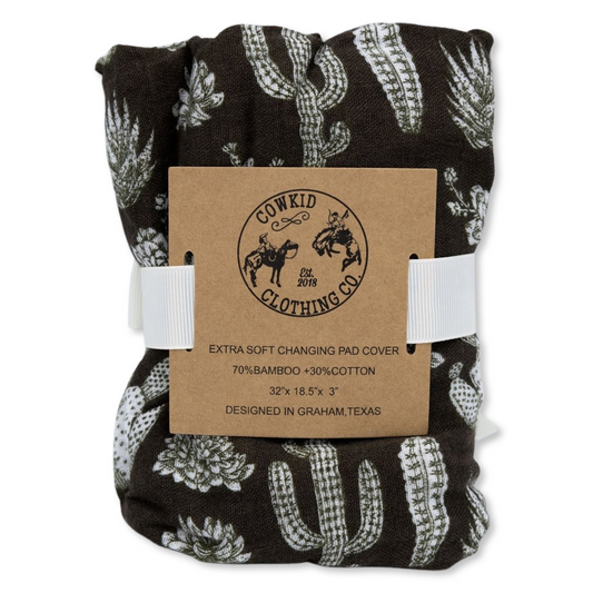 Vintage Cactus Bamboo Muslin Changing Pad Cover