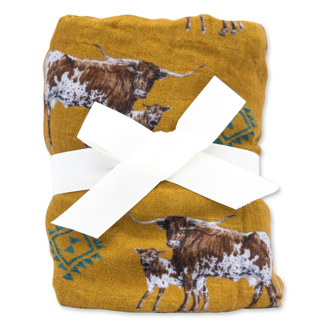 Southwest Longhorn Bamboo Muslin Crib Sheet
