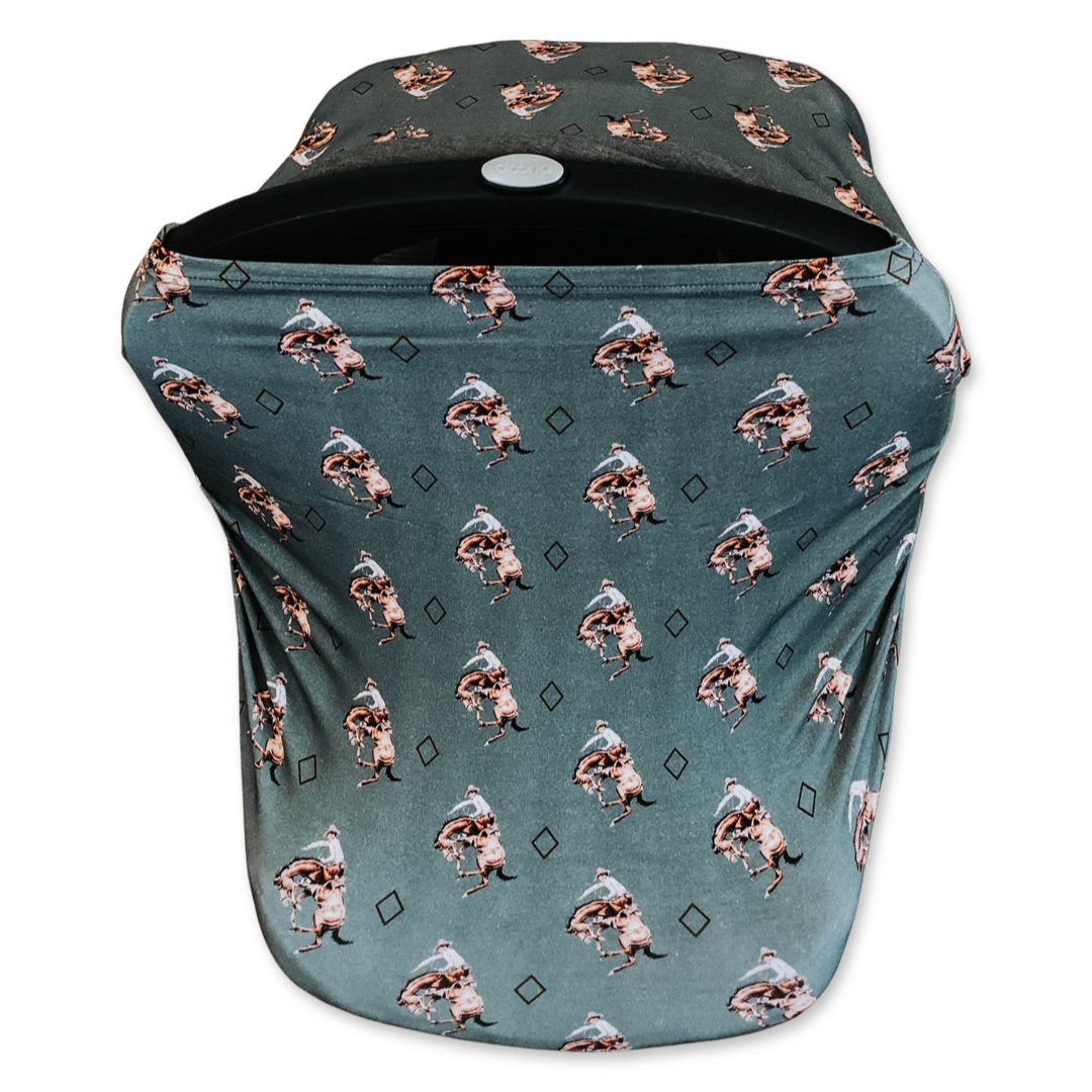 Teal Bronc Car Seat Cover