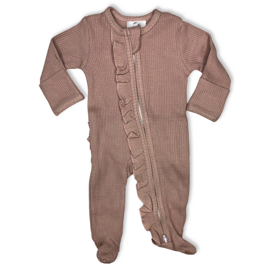 Dusty Pink -Ruffled- Waffle Footed Jammies