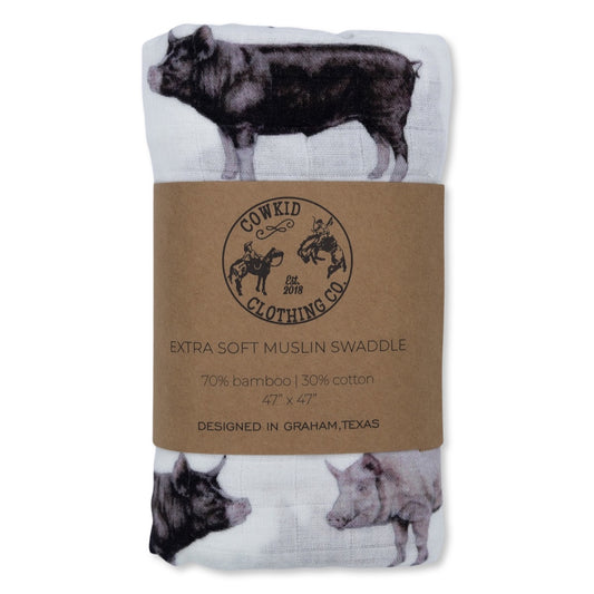 Pig Bamboo Muslin Swaddle