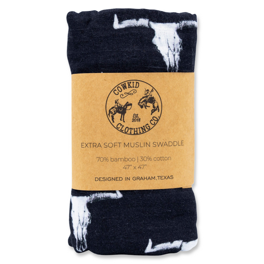 Cow Skull Bamboo Muslin Swaddle