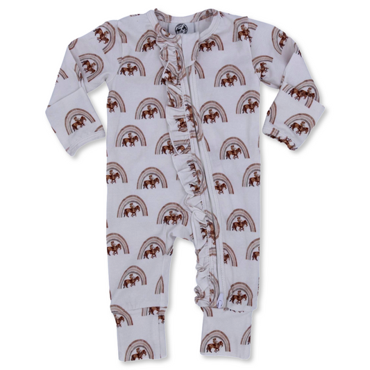 Rainbow Baby- Ruffled- Folding Feet Jammies