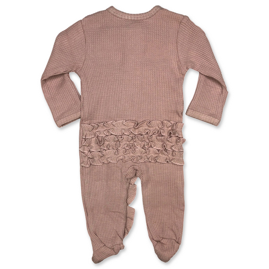 Dusty Pink -Ruffled- Waffle Footed Jammies
