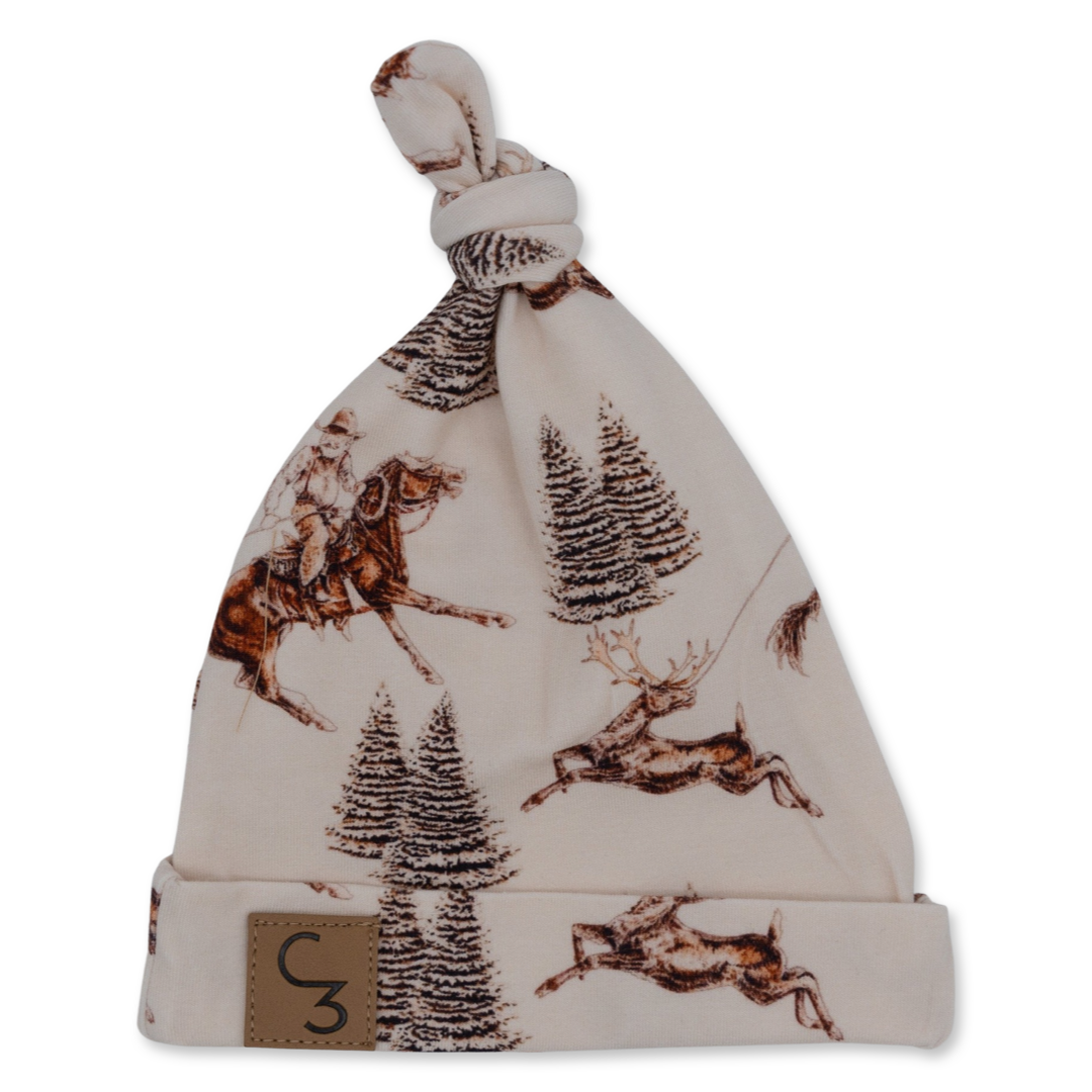 Vintage Beige Cowboy Christmas Newborn Baby Hat