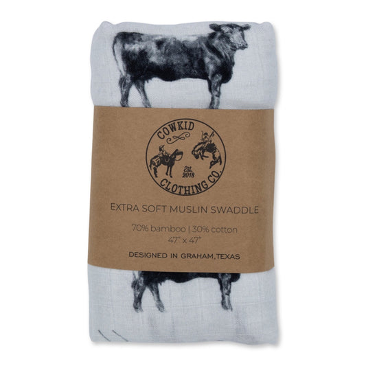 Gray Angus Bamboo Muslin Swaddle