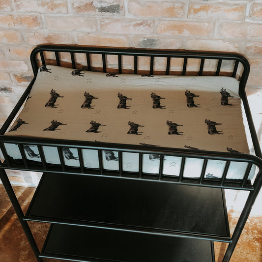 Olive Angus Bamboo Muslin Changing Pad Cover