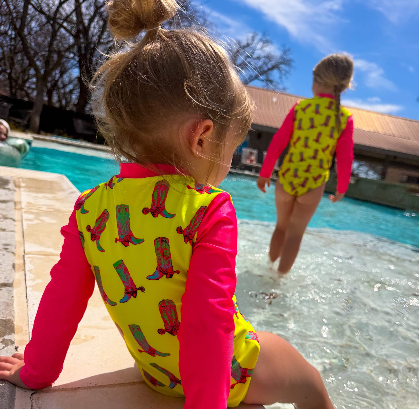 NEON Boots Half Zip Rash Guard One-Piece Swimsuit (infant-youth)