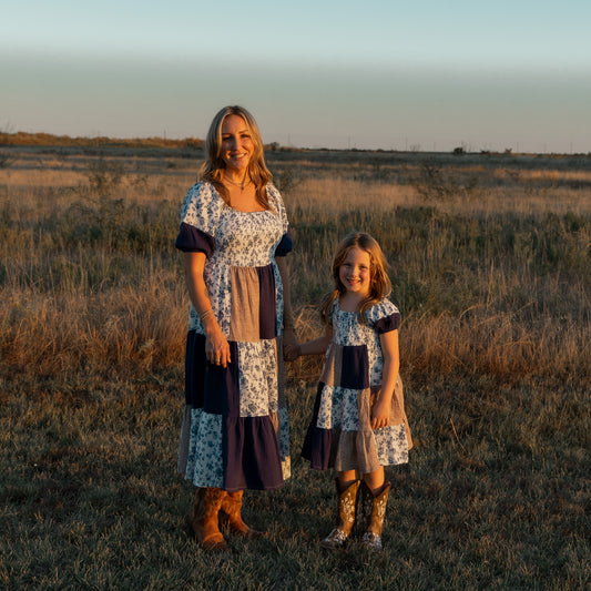 Cowboy Charm Patchwork Cotton Gauze Dress (Infant-Adult)