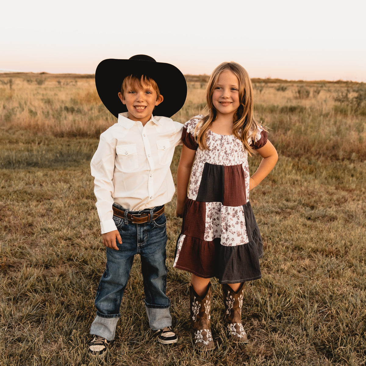 White Long Sleeve Pearl Snap (Toddler-Adult)