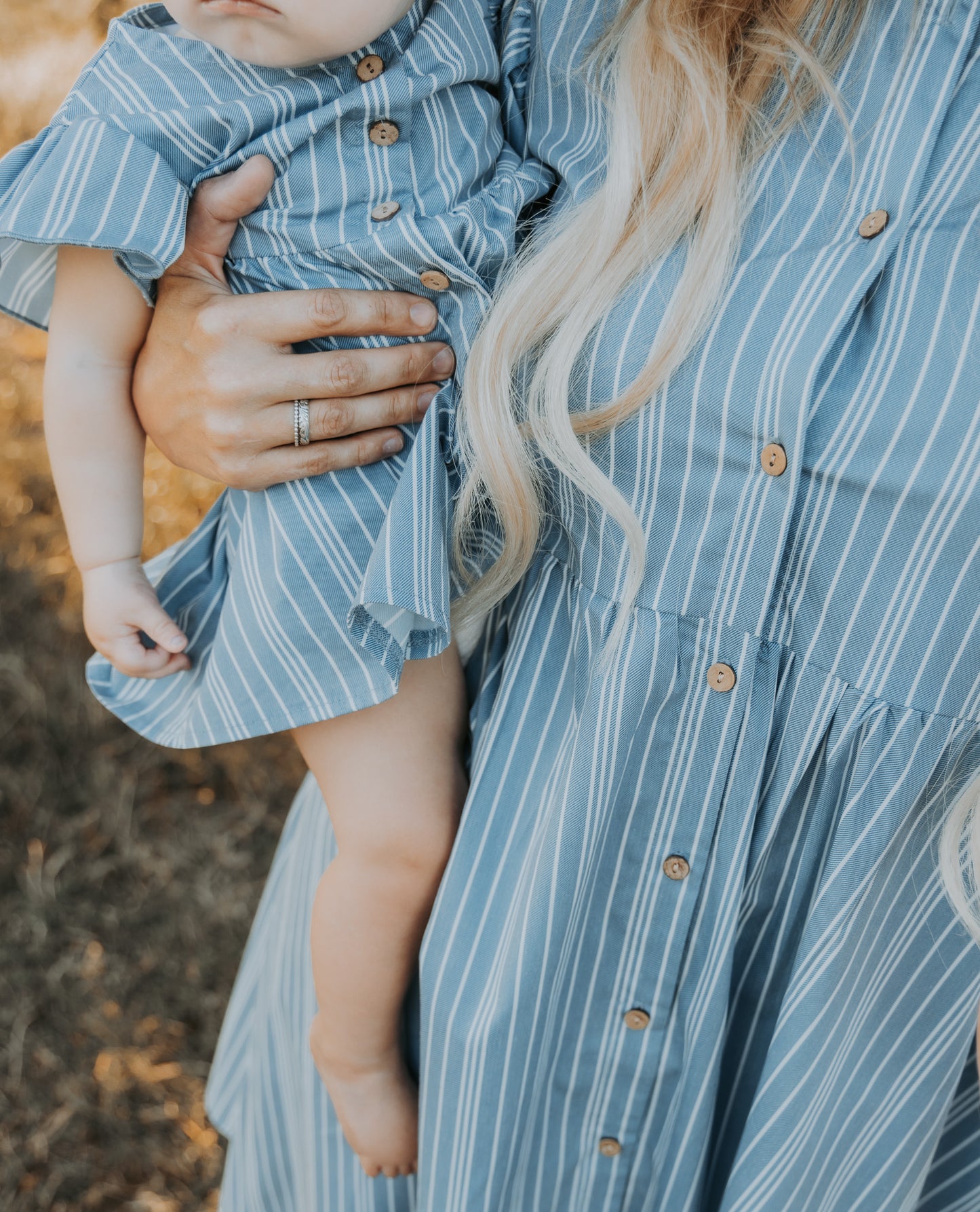 Vintage Blue Stripe Flutter Dress (Infant-Adult)