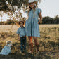 Vintage Blue Stripe Flutter Dress (Infant-Adult)