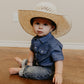 Dark Denim Short Sleeve Pearl Snap Onesie