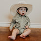 Vintage Green Stripe Long Sleeve Pearl Snap Onesie