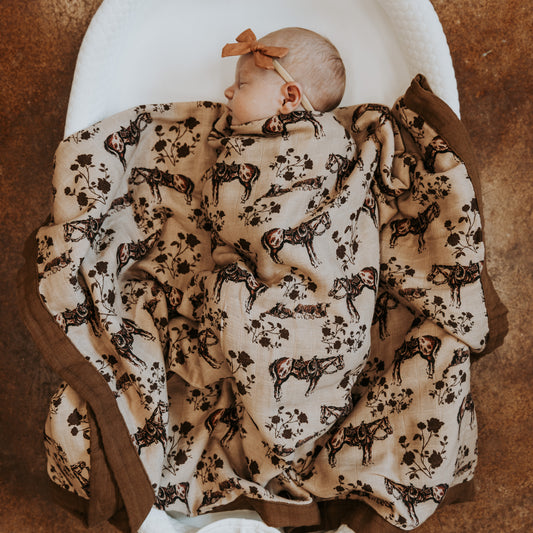 Prairie Rose Bamboo Muslin Blanket