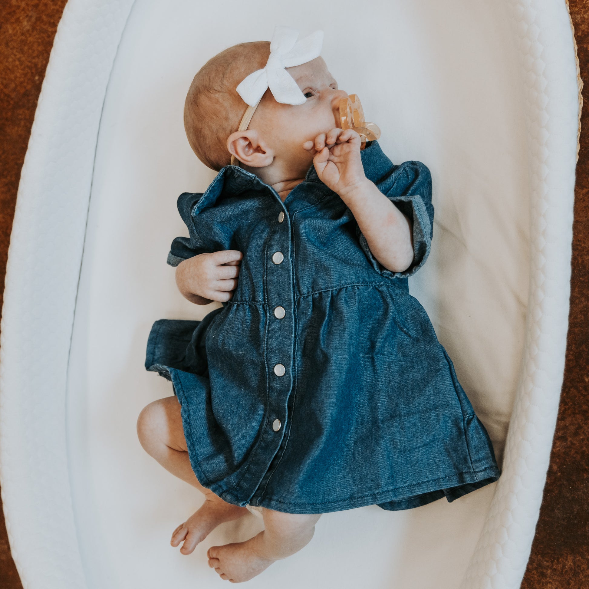 Dark Denim Pearl Snap Dress (Infant-Adult) 6-12 Months Dark Denim Pearl Snap Dress (Infant-Adult) 6-12 Months