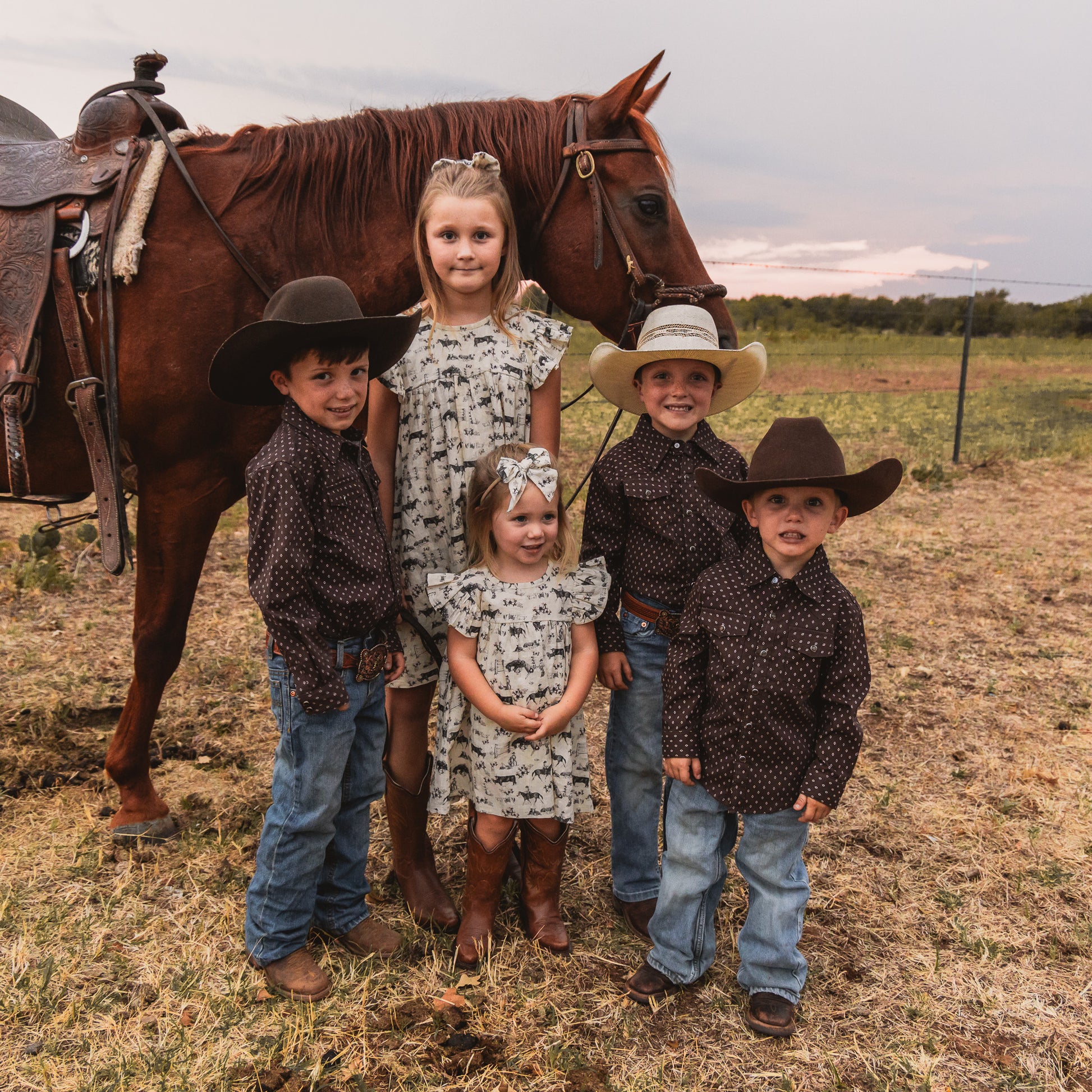 Western Serenity Cotton Linen Dress/Matching Bow Cowkid Clothing Company Western Serenity Cotton Linen Dress/Matching Bow Cowkid Clothing Company
